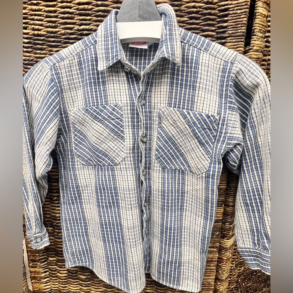 Levi's- Youth, Blue and White Checkered Shirt, Size:7‎